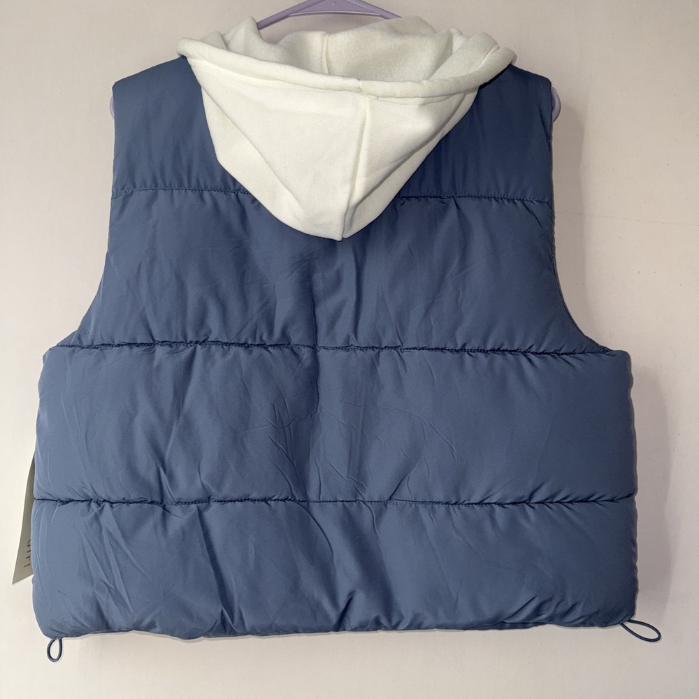 Madden Girl Womens Blue Sleeveless Hooded Full-Zip Puffer Vest Size Large‎ - Picture 2 of 8